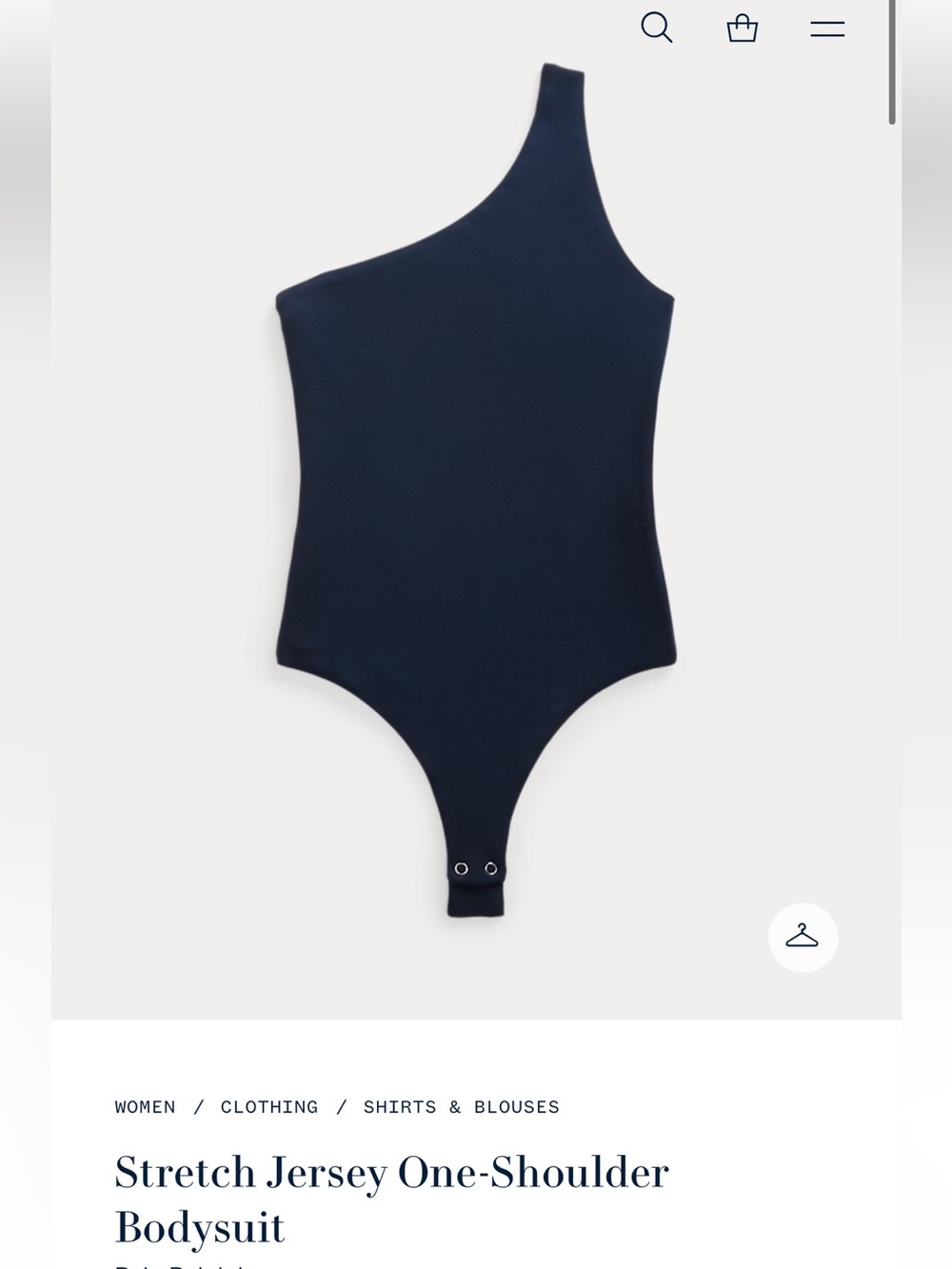 Polo by Ralph Lauren One-Shoulder Stretch Jersey Bodysuit in Navy